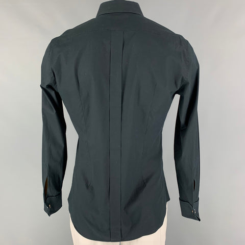 DOLCE & GABBANA Gold Size L Black Cotton Long Sleeve Shirt