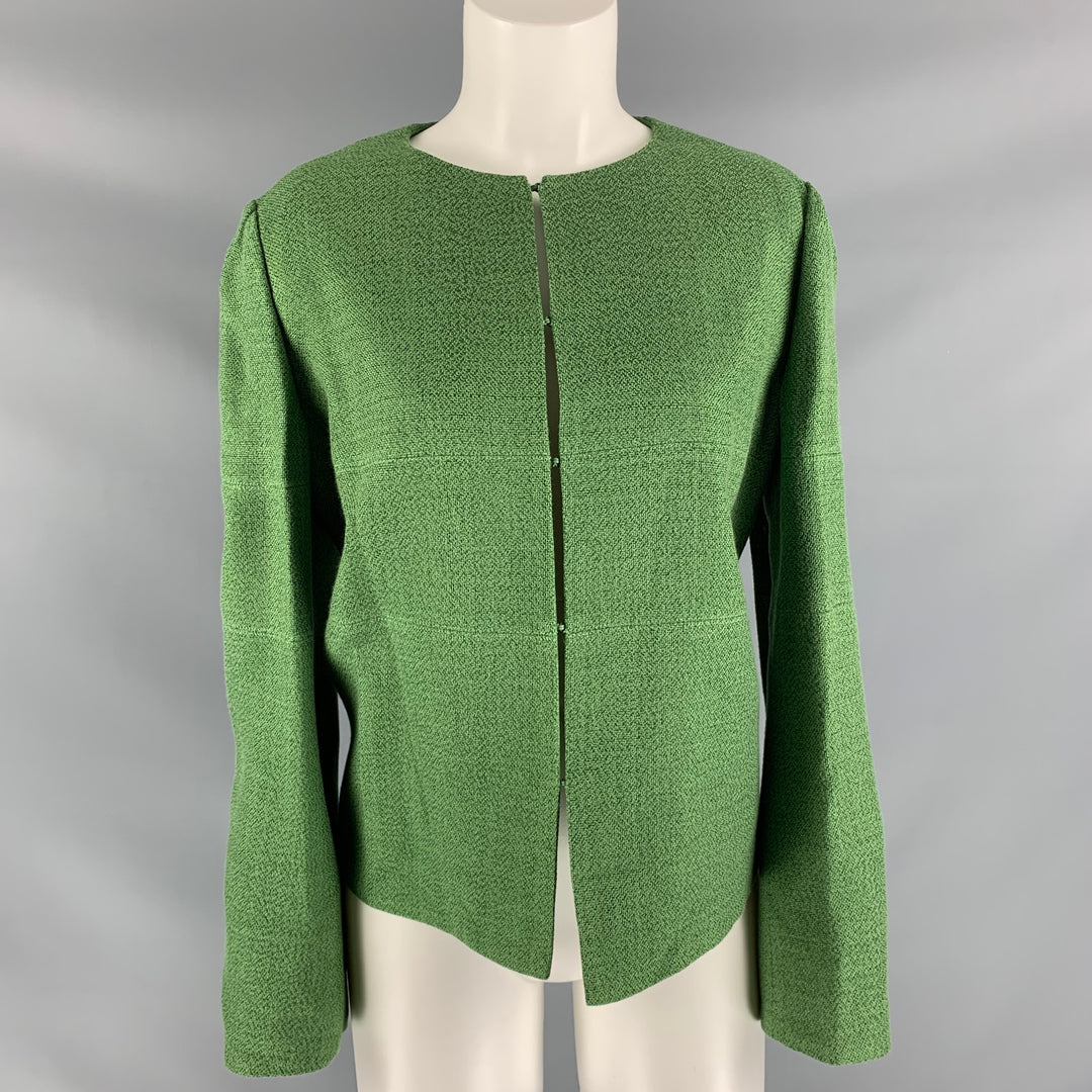 ARMANI COLLEZIONI Size 12 Green Viscose & Polyester Jacket (Indoor) / Blazer