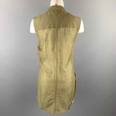 HELMUT LANG Taille S Blouse Safari Coton / Soie Olive