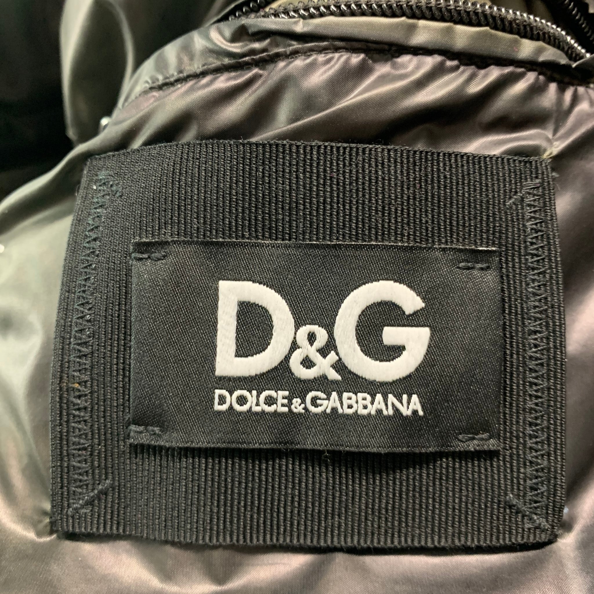 D&G by DOLCE & GABBANA Size 40 Olive Quilted Polyamide Jacket