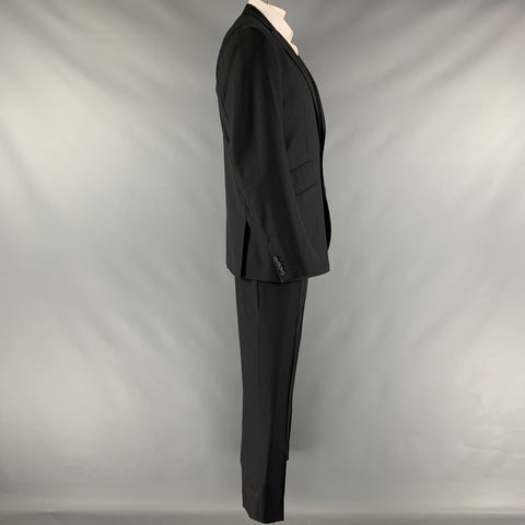 D&G by DOLCE & GABBANA Size 46 Black Window Pane Wool Viscose Blend Suit