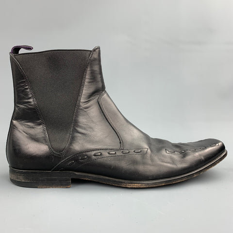 PAUL SMITH Taille 9 Bottes Chelsea en cuir noir fabriquées à la main