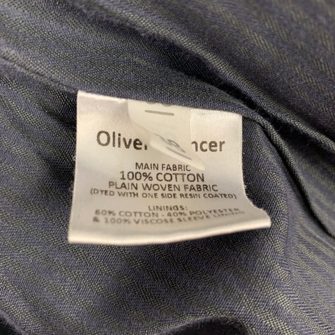 OLIVER SPENCER Size 38 Black Coated Cotton Jacket