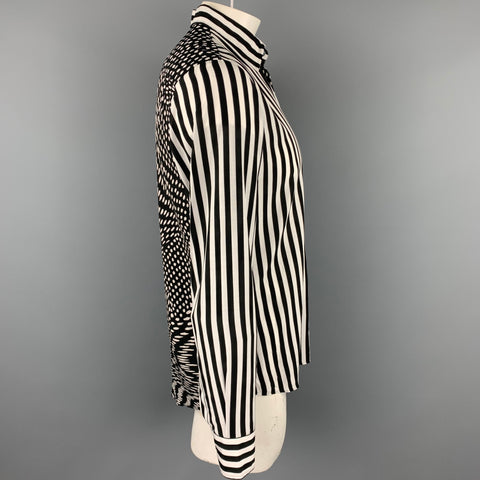 GIVENCHY O/I 19 Talla M Camisa de manga larga con botones de viscosa con estampado mixto en blanco y negro