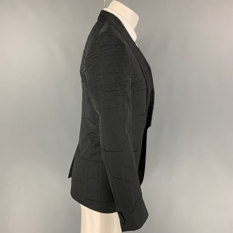 VIKTOR & ROLF Size 38 Black Ruched Polyester Blend Shawl Collar Sport Coat