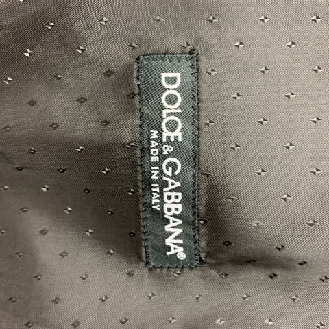 DOLCE & GABBANA Size 42 Black Contrast Stitch Wool Peak Lapel 3 Piece Suit