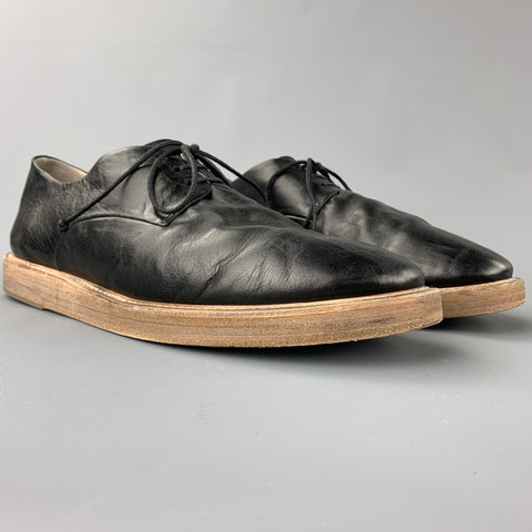 MARSELL Size 11 Black Leather Round Toe Lace Up Shoes
