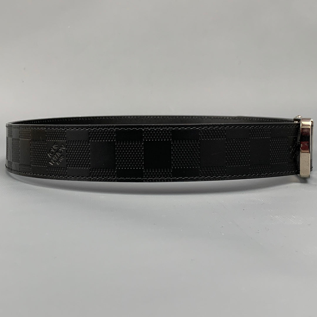 LOUIS VUITTON Saint-Cyr-Boston Size 34 Black Damier Leather Belt