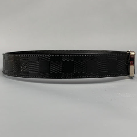LOUIS VUITTON Saint-Cyr-Boston Size 34 Black Damier Leather Belt