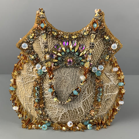 BAGTERIA Moss Silver Beaded Lace Evening Limited Edition Handbag