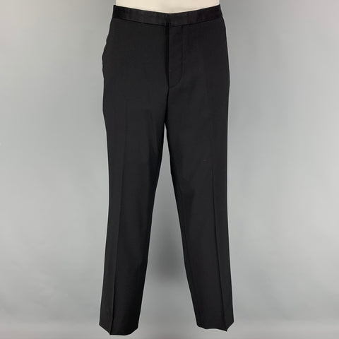 BOSS by HUGO BOSS Size 40 Black Virgin Wool Single Button Tuxedo Suit