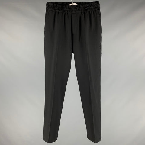 GIVENCHY Talla 30 Pantalones casuales con cinturilla elástica de lana negra