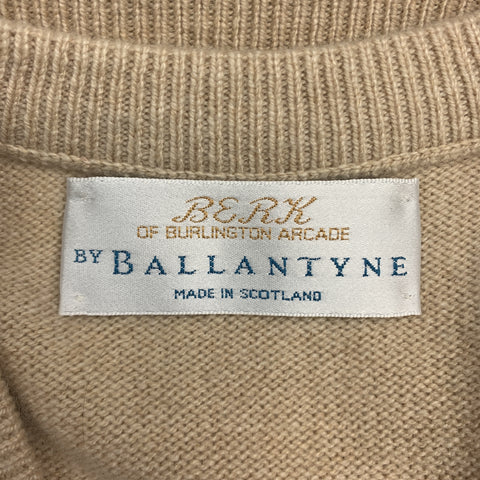 BALLANTYNE Size XL Khaki Knitted Cashmere V-Neck Sweater Vest