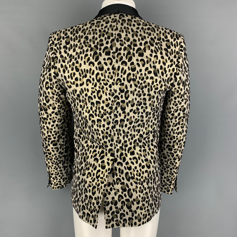 JUST CAVALLI Size 38 Black Gold Jacquard Wool Blend Sport Coat