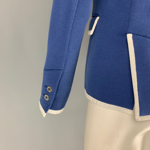 BLACK FLEECE Size 36 Blue White Woven Cotton Notch Lapel Sport Coat