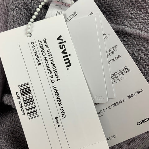VISVIM Sudadera con capucha Jumbo de algodón con lavado morado talla L
