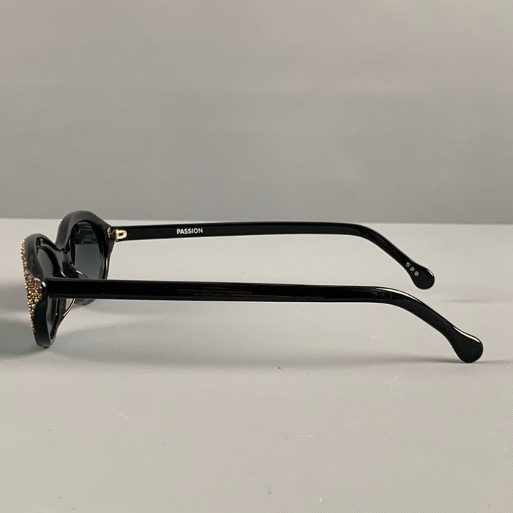 FRANCIS KLEIN Black Acetate Rhinestones Sunglasses