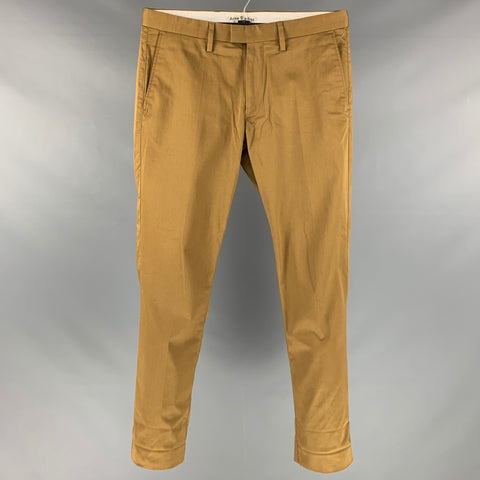 ACNE STUDIOS Taille 34 Pantalon décontracté kaki en coton élasthanne à devant plat