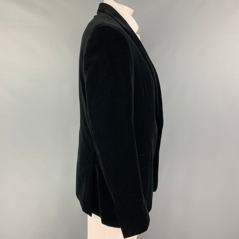 RALPH LAUREN Black Label Size 46 Black Cotton Velvet Peak Lapel Sport Coat
