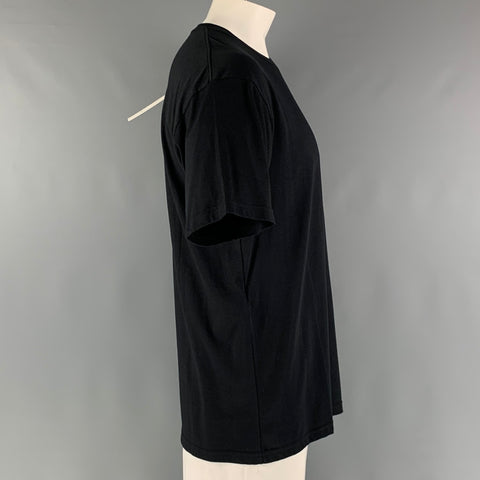 GUCCI Size S Black Gold Embroidery Cotton Crew-Neck T-shirt