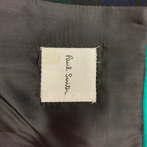 PAUL SMITH Size 38 Green Black Navy Plaid Wool Notch Lapel Suit