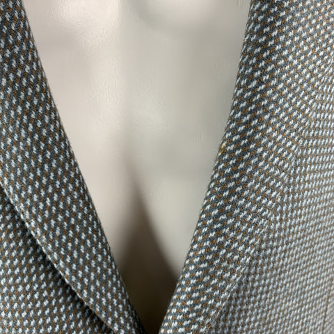 Vintage VALENTINO 38 Regular Taupe Grey Nailhead Wool / Cashmere Notch Lapel Patch Pockets Sport Coat