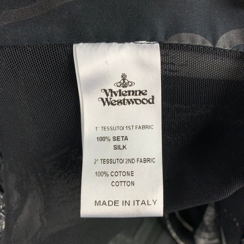 VIVIENNE WESTWOOD Size 8 Black & White Marbled Silk Strapless Cocktail Dress
