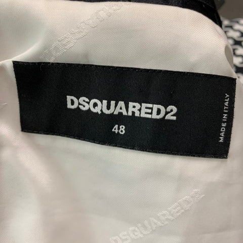 DSQUARED2  Size 38 Long Black White Houndstooth Cotton Silk Sport Coat