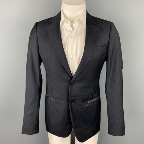 GIORGIO ARMANI Size 36 Regular Navy Chalkstripe Wool Sport Coat