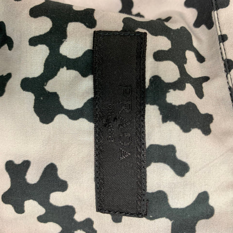 PRADA Size M Grey Black Marble Cotton Short Sleeve Shirt