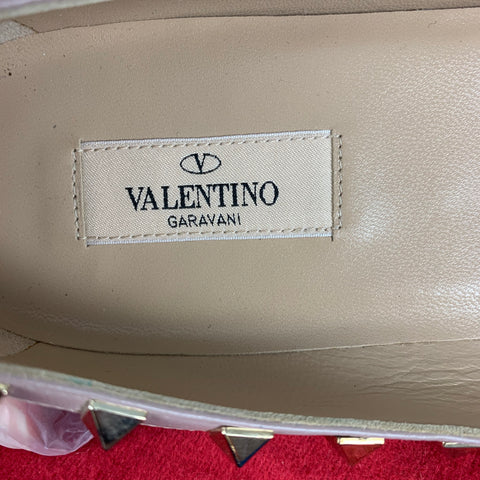 VALENTINO Size 10 Blue Nude Leather Contrast trim Flats