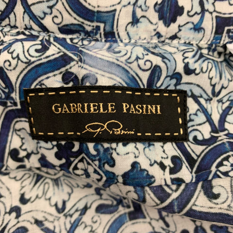 GABRIELE PASINI Size M Blue White Cotton Long Sleeve Shirt