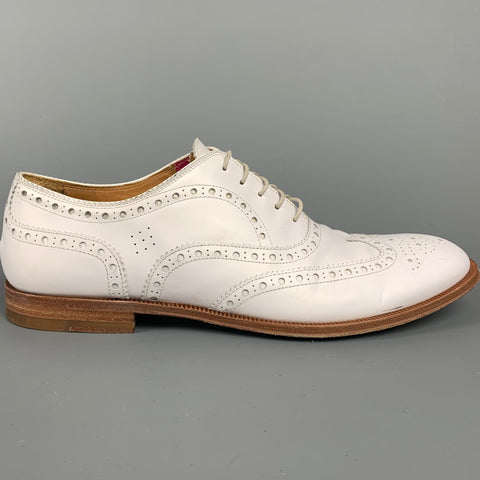 PAUL SMITH Taille 11 Chaussures à lacets en cuir perforé blanc Wingtip