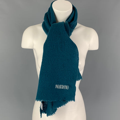 MOSCHINO Teal Textured Lana Wool Scarf