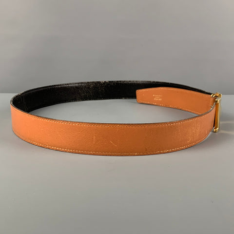 Vintage 1982 HERMES Gold Black Tan H Belt Buckle