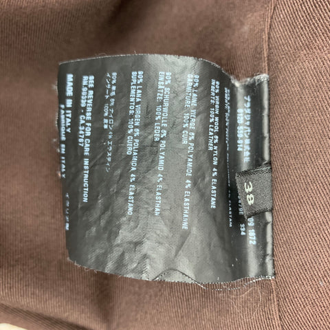 PRADA Taille 2 Manteau à double boutonnage en laine vierge marron mélangée