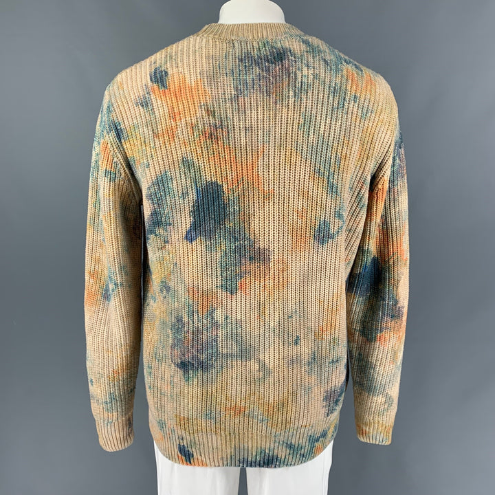 SCOTCH AND SODA Size XXL Beige Blue Orange Marbled Cotton Acrylic Sweater