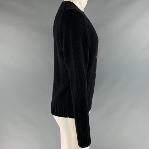 POLO by RALPH LAUREN Size M Black Brown Knit Wool Crew-Neck Sweater