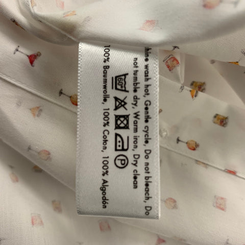 Camisa de manga larga con botones de algodón con estampado blanco talla M ETON