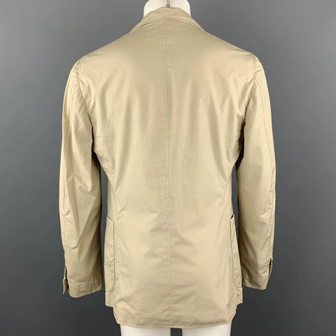 BOTTEGA VENETA Size 42 Khaki & Green Color Block Light Weight Cotton Sport Coat BOTTEGA VENETA