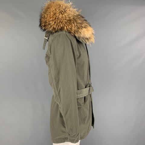 NEMEN by FINEST CLOTH Size L Green Olive Polyester Nylon Hooded Coat