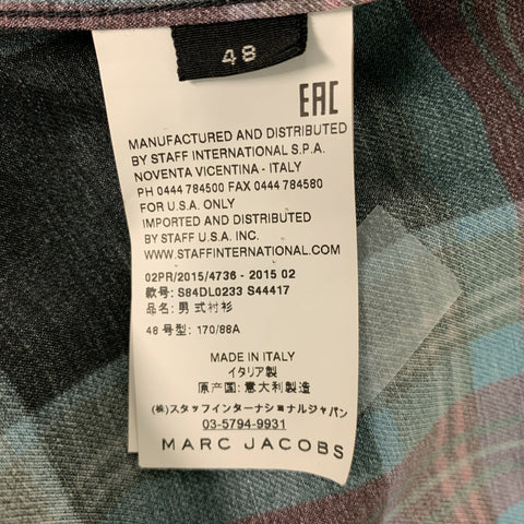 MARC JACOBS Size S Black Multicolour Plaid Viscose Button Up Long Sleeve Shirt