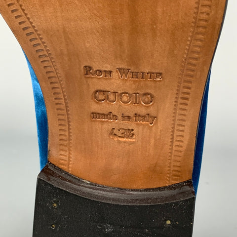 RON WHITE Size 10.5 Blue Velvet Slip On Loafers