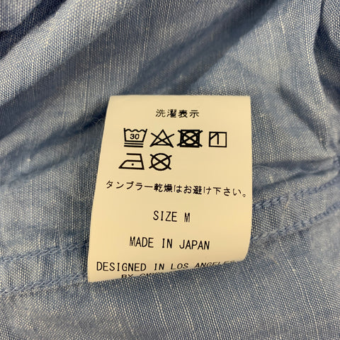 SMOCK Size M Blue Wrinkled Linen Cotton Long Sleeve Shirt