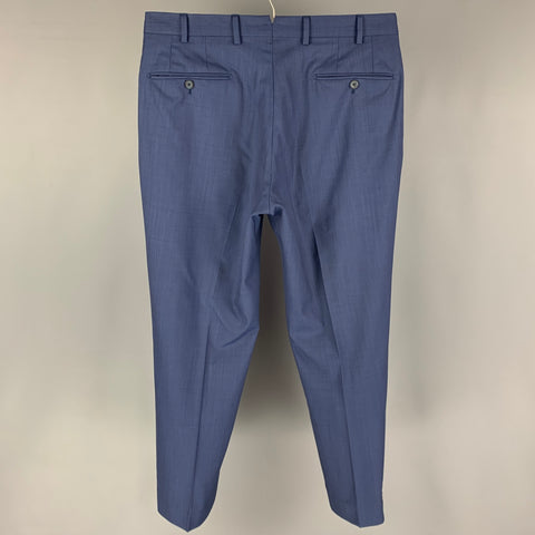 J. HILBURN Size 34 Blue Wool Flat Front Dress Pants