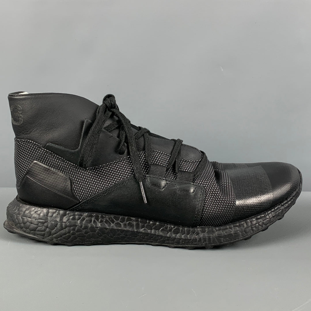 Y-3 Size 9.5 Black Mixed Materials Kozoko High Sneakers