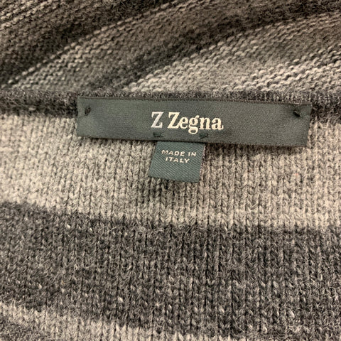 ERMENEGILDO ZEGNA Size M Grey Stripe Cotton Blend Pullover