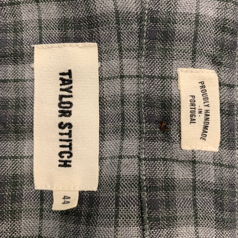 TAYLOR STITCH Size XL Grey Plaid Cotton Button Down Long Sleeve Shirt
