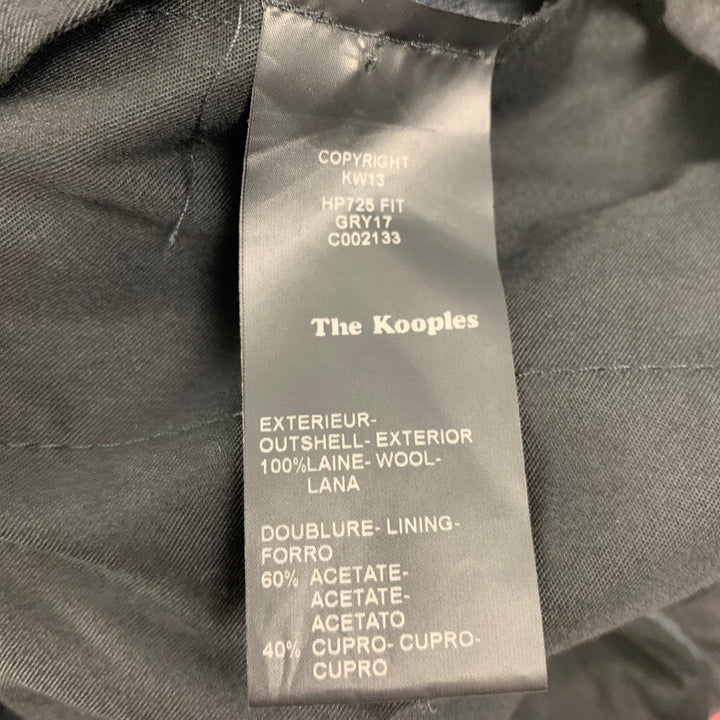 THE KOOPLES Size 28 Charcoal Grey Plaid Wool Zip Fly Dress Pants