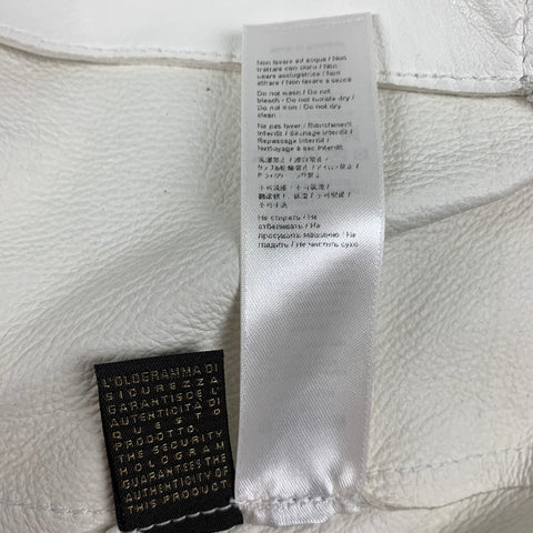 ROBERTO CAVALLI Chaqueta de moto con relieve de cuero blanco talla 10